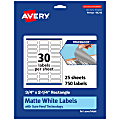Avery® Print-To-The-Edge TrueBlock® Labels With Sure Feed®, 94216-TWMP25, Rectangle, 3/4" x 2-1/4", Matte White, Pack Of 750 1 thumbnail image
