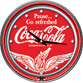 Trademark Global Coca-Cola Neon Clock, 14" Diameter, Wings Coca Cola, 2 Neon Rings