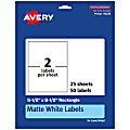 Avery® Permanent Labels, 94229-WMP25, Rectangle, 5-1/2" x 8-1/2", White, Pack Of 50