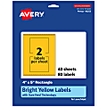 Avery® Print-To-The-Edge Labels With Sure Feed® Technology, 94253-BYP40, Rectangle, 4" x 5", Matte Bright Yellow, Pack of 80 1 thumbnail image