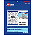 Avery® Print-To-The-Edge TrueBlock® Labels With Sure Feed®, 94606-TWMP100, Starburst, 1", Matte White, Pack Of 4800 1 thumbnail image