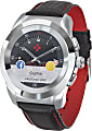 MyKronoz ZeTime Premium Hybrid Smartwatch, Regular, Polished Silver/Black Carbon Red, KRZT1RP-PSL-BKCAR