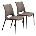 Zuo Modern Ace Dining Chairs, Gray/Walnut, Set Of 2 Chairs