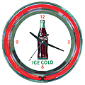 Coca Cola® Neon Clock, Ice Cold Bottle, 14"H x 14"W x 3"D, Red