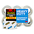 Scotch Heavy Duty Shipping Packing Tape, 6 Tape Rolls, 1 7/8 in x 43.7 yd, 3" Core, Designed for Packing, Shipping and Mailing, Guaranteed to Stay Sealed, Clear