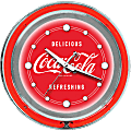 Trademark Global Coca-Cola Neon Clock, 14" Diameter, Delicious Refreshing, 2 Neon Rings