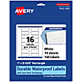 Avery® Waterproof Permanent Labels With Sure Feed®, 94201-WMF10, Rectangle, 1" x 2-5/8", White, Pack Of 160 1 thumbnail image