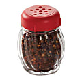 Tablecraft Plastic Shaker With Lid, 6 Oz, Clear/Red 1 thumbnail image