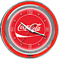 Trademark Global Coca-Cola Neon Clock, 14" Diameter, Dynamic Ribbon, 2 Neon Rings