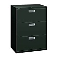 HON® 600 30"W x 19-1/4"D Lateral 3-Drawer File Cabinet With Lock, Charcoal