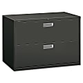 HON® 600 42"W x 18"D Lateral 2-Drawer File Cabinet With Lock, Charcoal 1 thumbnail image