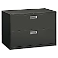 HON® 600 42"W x 19-1/4"D Lateral 2-Drawer File Cabinet With Lock, Charcoal