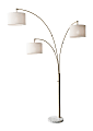 Adesso® Bowery 3-Arm Arc Floor Lamp, 83"H, Off-White Shade/White Base