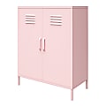 Ameriwood™ Home Cache 2-Door Metal Locker Storage Cabinet, 40”H x 31-1/2”W x 15-3/4”D, Pink