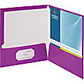 Business Source 2-Pocket Report Covers With Business Card Holder, Letter Size, 8 1/2" x 11", Purple, Box Of 25 Covers