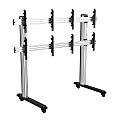Mount-It! 2x2 Quad-Display Stand With Locking Casters, Silver