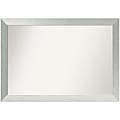 Amanti Art Non-Beveled Rectangle Framed Bathroom Wall Mirror, 28” x 40”, Brushed Sterling Silver