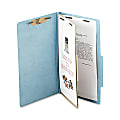 ACCO® Durable Pressboard Classification Folders, Legal Size, 2" Expansion, 1 Partition, 60% Recycled, Sky Blue, Box Of 10