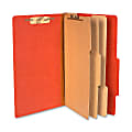 ACCO® Durable Pressboard Classification Folders, Legal Size, 4" Expansion, 3 Partitions, 60% Recycled, Earth Red, Box Of 10