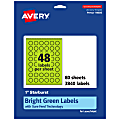 Avery® Print-To-The-Edge Labels With Sure Feed® Technology, 94606-BGP80, Starburst, 1", Matte Bright Green, Pack of 3840 1 thumbnail image