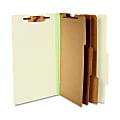 ACCO® Durable Pressboard Classification Folders, Legal Size, 4" Expansion, 3 Partitions, 60% Recycled, Leaf Green, Box Of 10