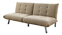 Monarch Specialties Split-Back Convertible Sofa Futon, Linen, Sand