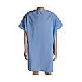 DMI® Easy-Access Patient Hospital Gown With Snap Shoulders, One Size Fits Most, Blue 1 thumbnail image