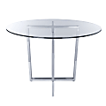 Eurostyle Legend Round Dining Table, 30”H x 36”W x 36”D, Clear/Chrome