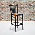 Flash Furniture Wood/Metal Restaurant Barstool With School House Back, Natural/Black