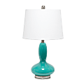 Lalia Home Glass Dollop Table Lamp, 23-1/2"H, White Shade/Teal Base