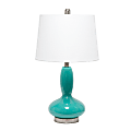 Lalia Home Glass Dollop Table Lamp, 23-1/2"H, White Shade/Teal Base 1 thumbnail image