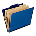 Oxford® Pressboard Classification Folders, Letter Size, 2" Expansion, 65% Recycled, Dark Blue, Box Of 10