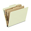 Oxford® Pressboard Classification Folders, Letter Size, 2" Expansion, 2 Dividers, Gray/Green, Box Of 10