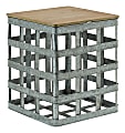 Powell Lucassi Square Metal Side Table, 22"H x 17-4/5"W x 17-4/5"D, Rustic Brown/Silver
