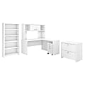 kathy ireland® Office by Bush Business Furniture Echo L Shaped Desk With Hutch, Bookcase And File Cabinets, Pure White, Premium Installation 1 thumbnail image
