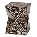 Baxton Studio Feronia Modern Bohemian Mother Of Pearl Square End Table, 18-1/8"H x 13-13/16"W x 13-13/16"D, Black/Bronze