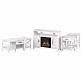 Bush® Furniture Key West Tall Electric Fireplace TV Stand With Coffee Table And End Tables, Pure White Oak, Standard Delivery 1 thumbnail image