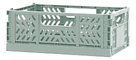 Office Depot® Brand Folding Stacking Storage Crate, 3-5/16”H x 8-5/16”W x 5-3/4”D, Sage 1 thumbnail image