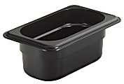 Cambro H-Pan High-Heat GN 1/9 Food Pans, 2"H x 4-1/4"W x 6-15/16"D, Black, Pack Of 6 Pans