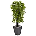 Nearly Natural Bamboo Tree 61”H Plastic Artificial Plant With Planter, 61”H x 25”W x 20”D, Green/Gray