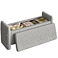 Bestier Corduroy Ottoman With Storage, 19”H x 44”W x 14”D, Gray 1 thumbnail image