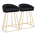 LumiSource Canary Contemporary Counter Stools, Gold/Black, Set Of 2 Stools