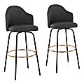 LumiSource Ahoy Fixed-Height Bar Stools, Charcoal/Black/Gold, Set Of 2 Stools 1 thumbnail image