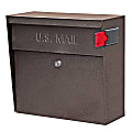 Mail Boss™ Metro Mail Wall Mount Locking Mailbox, 14 3/4"H x 15 2/5"W x 7 1/8"D, Bronze