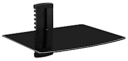 Mount-It! MI-821 Adjustable Floating Glass Wall Shelf For AV Receiver, 22-13/16"H x 15"W x 11"D, Black