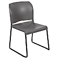 Flash Furniture HERCULES Full-Back Contoured Stacking Chair With Sled Base, Gray/Black 1 thumbnail image