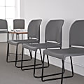 Flash Furniture HERCULES Full-Back Contoured Stacking Chair With Sled Base, Gray/Black