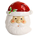 Gibson Home Joyful Santa Durastone Cookie Jar, 6-3/4”H x 5-1/2”W x 5”D, Red/White