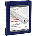Office Depot® Brand 3-Ring Durable View Binder, 1/2" Round Rings, Blue