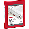 Office Depot® Brand 3-Ring Durable View Binder, 1/2" Round Rings, Red